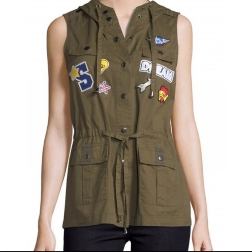 Romeo & Juliet Hooded Cargo Patch Work Khaki Vest Sizes S